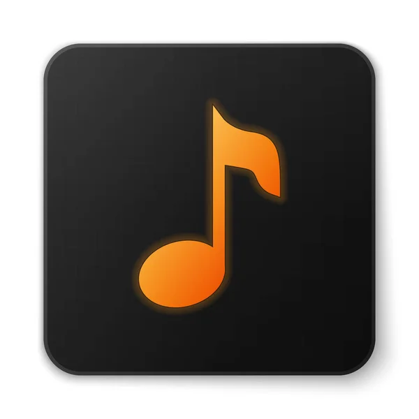 Nota de música laranja brilhante, ícone de tom isolado no fundo branco. Botão quadrado preto. Ilustração vetorial —  Vetores de Stock