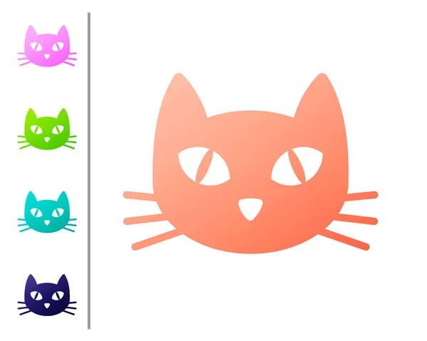 Ikona Coral Cat na białym tle. Ustawianie ikon kolorów. Ilustracja wektorowa — Wektor stockowy
