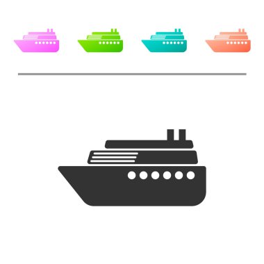 Gri Gemi simgesi beyaz arka planda yalıtılmış. Simgeyi renk düğmelerinde ayarlayın. Vektör İllüstrasyonu