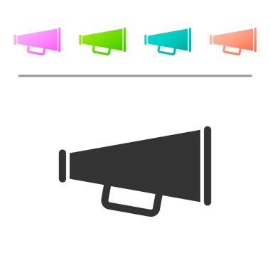 Gri Megafon simgesi beyaz arka planda yalıtılmış. Simgeyi renk düğmelerinde ayarlayın. Vektör İllüstrasyonu