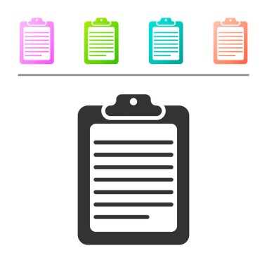 Belge simgesi beyaz arka planda yalıtılmış gri Pano. Simgeyi renk düğmelerinde ayarlayın. Vektör İllüstrasyonu