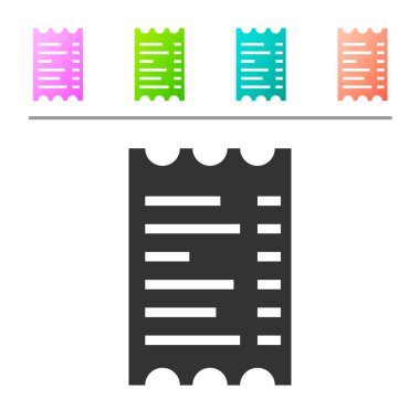 Gri Kağıt denetimi ve mali kontrol simgesi beyaz arka planda yalıtılmış. Kağıt baskı çeki, mağaza makbuzu veya fatura. Simgeyi renk düğmelerinde ayarlayın. Vektör İllüstrasyonu