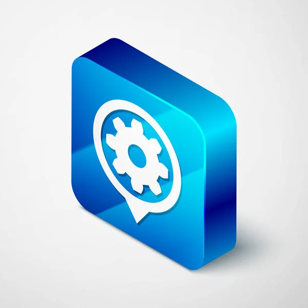 Isometric Setting icon isolated on white background. Tools, service, cog, gear, cogwheel sign. Blue square button. Vector Illustration — 스톡 벡터