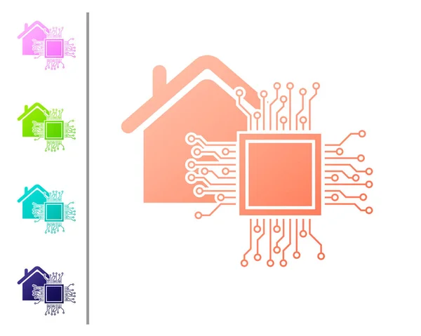 Coral Smart Home icon geïsoleerd op witte achtergrond. Afstandsbediening. Kleuren pictogrammen instellen. Vector illustratie — Stockvector