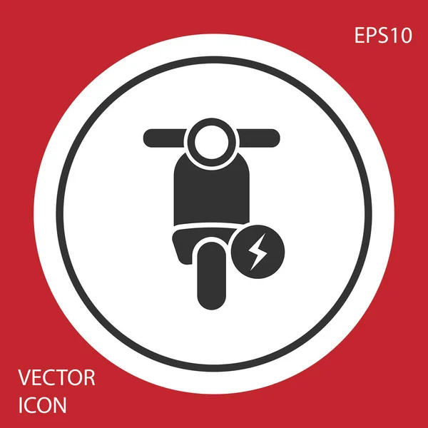 Grey Electric scooter icon isolated on red background. White circle button. Vector Illustration — Stock Vector