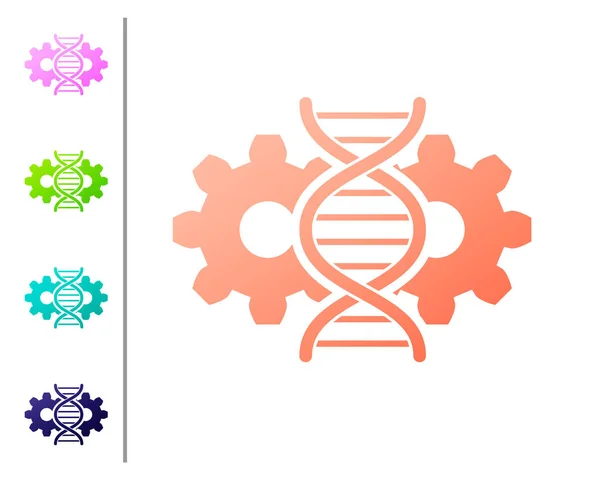 Ikona edycji Coral Gene na białym tle. Inżynieria genetyczna. Badania DNA. Ustawianie ikon kolorów. Ilustracja wektorowa — Wektor stockowy