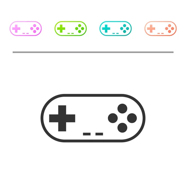 Icona Grigio Gamepad isolata su sfondo bianco. Controllore di gioco. Imposta l'icona nei pulsanti a colori. Illustrazione vettoriale — Vettoriale Stock