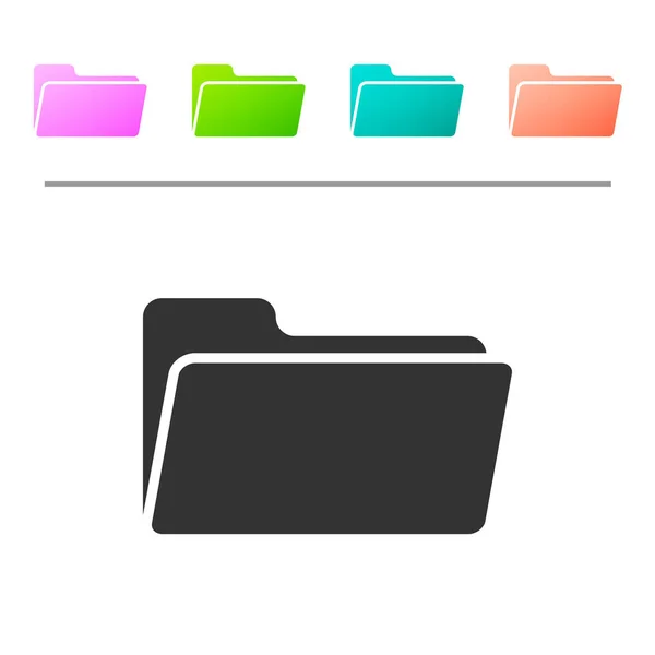Ícone de pasta cinza isolado no fundo branco. Definir ícone em botões de cor. Ilustração vetorial — Vetor de Stock