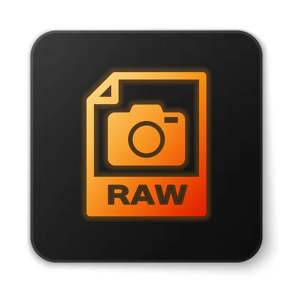 Icône de document de fichier RAW orange brillant. Télécharger icône de bouton brut isolé sur fond blanc. Symbole RAW. Bouton carré noir. Illustration vectorielle — Image vectorielle