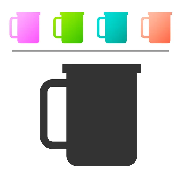 Taza de café gris icono plano aislado sobre fondo blanco. Taza de té. Café caliente. Establecer icono en los botones de color. Ilustración vectorial — Vector de stock