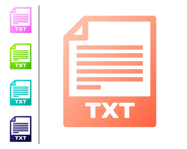 Koralle txt-Datei Dokument-Symbol. txt-Symbol auf weißem Hintergrund isoliert herunterladen. Textdateierweiterungssymbol. Farbsymbole setzen. Vektorillustration — Stockvektor