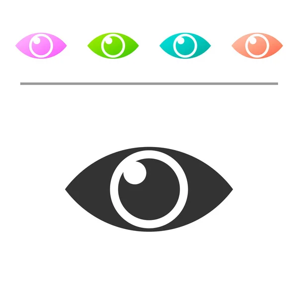 Icona Grey Eye isolata su sfondo bianco. Imposta l'icona nei pulsanti a colori. Illustrazione vettoriale — Vettoriale Stock