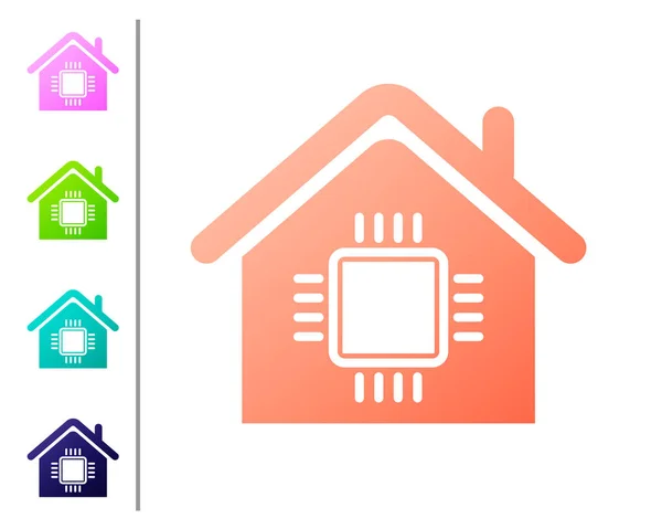 Corail Smart icône de la maison isolé sur fond blanc. Télécommande. Définir des icônes de couleur. Illustration vectorielle — Image vectorielle