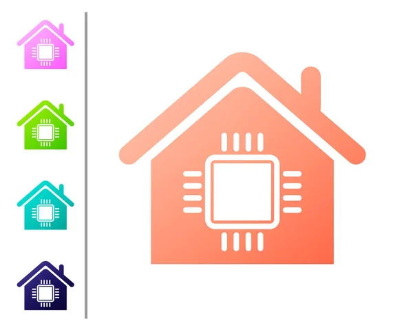 Coral Smart Home icon geïsoleerd op witte achtergrond. Afstandsbediening. Kleuren pictogrammen instellen. Vector illustratie — Stockvector