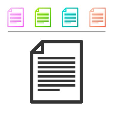 Beyaz arka planda izole gri belge simgesi. Dosya simgesi. Kontrol listesi simgesi. İş konsepti. Renk düğmelerinde simgeyi ayarlayın. Vektör Illustration