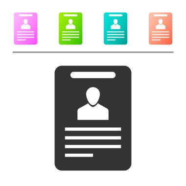 Beyaz arka planda izole gri kimlik rozeti simgesi. Bu sunum, şirketin kimliği, reklam ve vb için kullanılabilir. Renk düğmelerinde simgeyi ayarlayın. Vektör Illustration