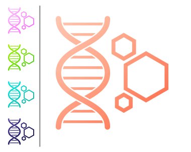 Mercan genetik mühendisliği simgesi beyaz arka planda izole. DNA analizi, genetik testler, klonlama, babalık testi. Renk simgeleri ayarlayın. Vektör Illustration