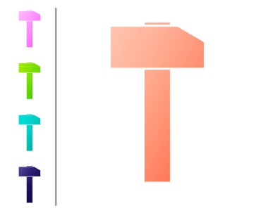 Beyaz arka planda izole mercan Hammer simgesi. Tamir aracı. Renk simgeleri ayarlayın. Vektör Illustration