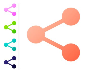 Mercan Paylaş simgesi beyaz arka planda yalıtılmış. Paylaşmak, paylaşmak, iletişim piktogram, sosyal medya, bağlantı, ağ, işareti dağıtmak. Renk simgelerini ayarlayın. Vektör İllüstrasyonu