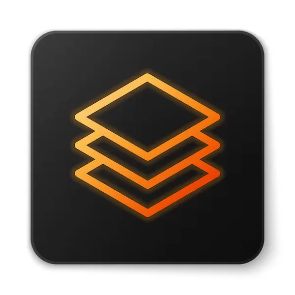 Orange glödande lager ikonen isolerad på vit bakgrund. Svart fyrkantig knapp. Vektor illustration — Stock vektor