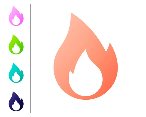 Icoana flacăra Coral Fire izolată pe fundal alb. Simbolul căldurii. Setați pictograme color. Vector Illustration — Vector de stoc