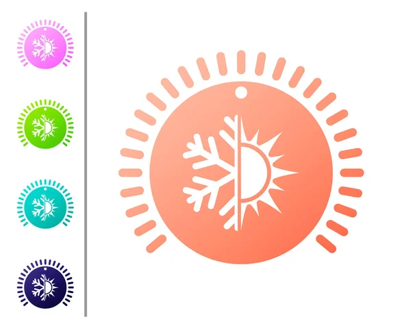 Korallen Thermostat Symbol isoliert auf weißem Hintergrund. Temperaturregelung. Farbsymbole setzen. Vektorillustration — Stockvektor