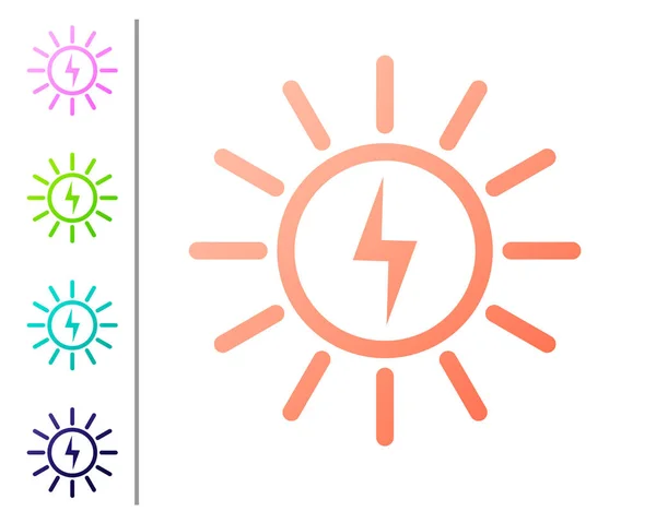 Coral Solar Energy panel ikona linii izolowane na białym tle. Ustawianie ikon kolorów. Ilustracja wektorowa — Wektor stockowy