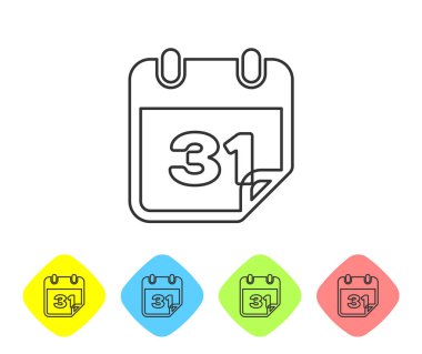 Beyaz arka planda yalıtılmış gri Takvim çizgisi simgesi. Renk eşkenar dörtgen düğmelerinde simgeyi ayarlayın. Vektör İllüstrasyonu