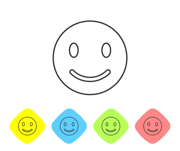 Gri Smile yüz çizgisi simgesi beyaz arka planda yalıtılmış. Gülümseyen ifade. Mutlu gülen sohbet sembolü. Renk eşkenar dörtgen düğmelerinde simgeyi ayarlayın. Vektör İllüstrasyonu — Stok Vektör