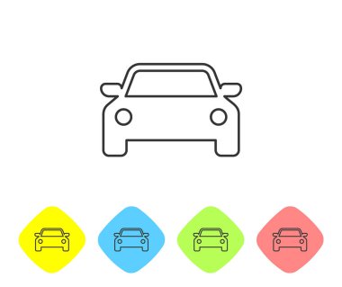 Gri Araba çizgi simgesi beyaz arka planda yalıtılmış. Renk eşkenar dörtgen düğmelerinde simgeyi ayarlayın. Vektör İllüstrasyonu