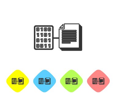 Beyaz arka planda Gri Akıllı sözleşme satırı simgesi. Blockchain teknolojisi, kripto para madenciliği, bitcoin, altcoins, dijital para piyasası. Renk eşkenar dörtgen düğmelerinde simgeyi ayarlayın. Vektör İllüstrasyonu