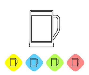 Beyaz arka planda izole edilmiş bira çizgi simgesi Gri Cam. Renk eşkenar dörtgen düğmelerinde simgeyi ayarlayın. Vektör İllüstrasyonu