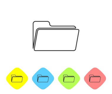 Beyaz arka planda yalıtılmış Gri Klasör çizgisi simgesi. Renk eşkenar dörtgen düğmelerinde simgeyi ayarlayın. Vektör İllüstrasyonu