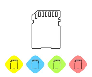 Gri Sd kart satır simgesi beyaz arka plan üzerinde yalıtılmış. Hafıza kartı. Bağdaştırıcı simgesi. Renk eşkenar dörtgen düğmelerinde simgeyi ayarlayın. Vektör İllüstrasyonu