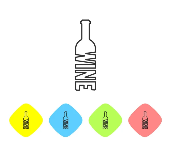 Bouteille grise de vin icône de ligne isolé sur fond blanc. Une bouteille de vin. Définir l'icône dans les boutons couleur losange. Illustration vectorielle — Image vectorielle