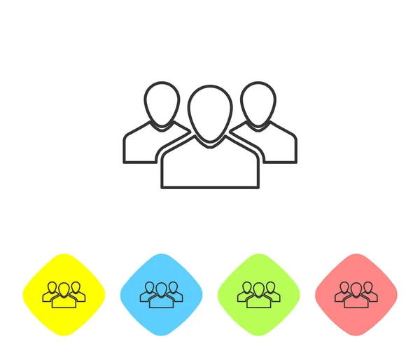Иконка группы Grey Users изолирована на белом фоне. Икона группы людей. Символ бизнес-аватара - иконка профиля пользователя. Установите значок в цветные пуговицы ромба. Векторная миграция — стоковый вектор