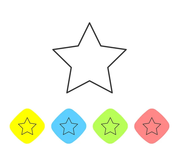 Graue Sternlinie Symbol isoliert auf weißem Hintergrund. Favorit, beste Bewertung, Auszeichnungssymbol. setzen Sie das Symbol in farbigen Rautenknöpfen. Vektorillustration — Stockvektor