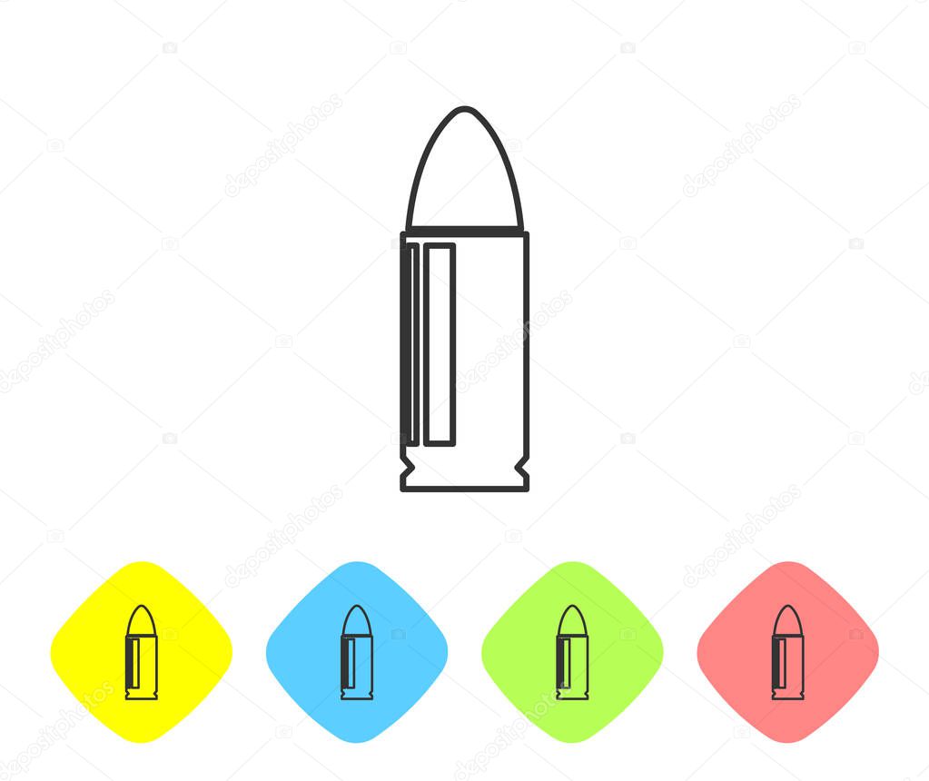 Grey Bullet line icon isolated on white background. Set icon in color rhombus buttons. Vector Illustration