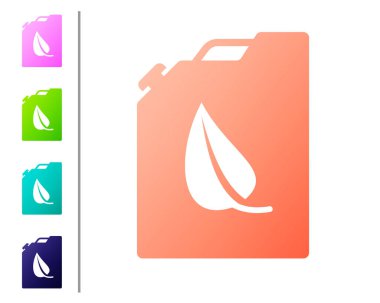 Mercan Bio yakıt kutusu simgesi beyaz arka plan üzerinde izole. Eko biyo ve varil. Yeşil çevre ve geri dönüşüm. Renk simgelerini ayarlayın. Vektör İllüstrasyonu