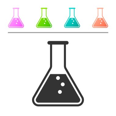 Gri Test tüpü ve mavar - kimyasal laboratuvar test simgesi beyaz arka plan üzerinde izole. Simgeyi renk düğmelerinde ayarlayın. Vektör İllüstrasyonu
