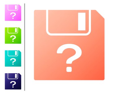 Mercan bilinmeyen belge simgesi beyaz arka planda yalıtılmış. Soru işareti olan dosya. Rapor, hizmet ve genel arama işaretini tutun. Renk simgeleri ayarlayın. Vektör Illustration