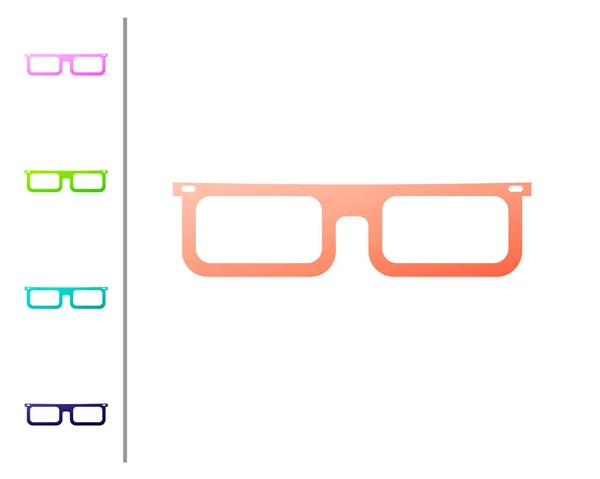 Icono de Coral Glasses aislado sobre fondo blanco. Símbolo de marco de gafas. Establecer iconos de color. Ilustración vectorial — Vector de stock