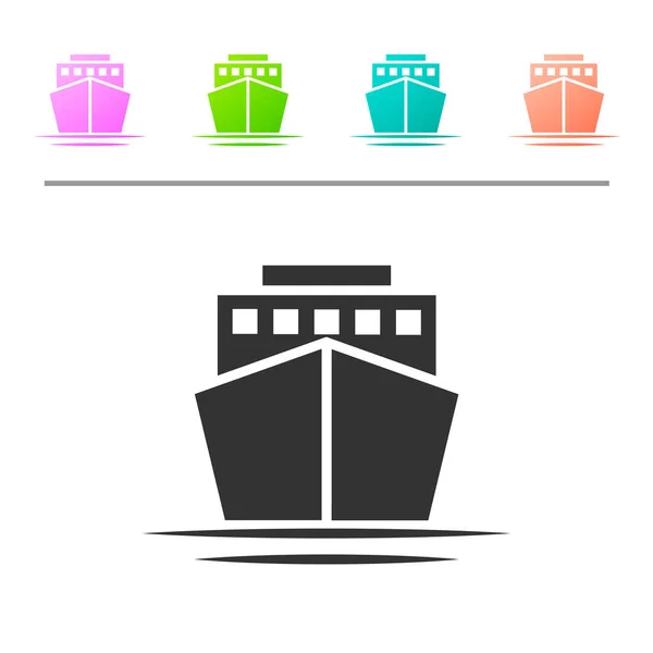 Ícone Grey Ship isolado no fundo branco. Definir ícone em botões de cor. Ilustração vetorial — Vetor de Stock
