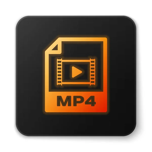 Icône orange de document de fichier MP4 lumineux. Télécharger icône bouton mp4 isolé sur fond blanc. Symbole de fichier MP4. Bouton carré noir. Illustration vectorielle — Image vectorielle
