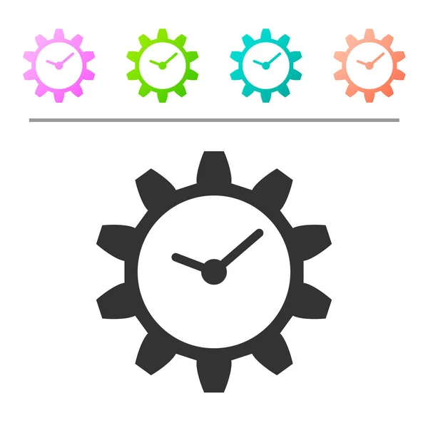 Icona Grey Time Management isolata su sfondo bianco. Orologio e cambio. Imposta l'icona nei pulsanti a colori. Illustrazione vettoriale — Vettoriale Stock