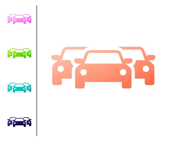 珊瑚汽车图标孤立在白色背景。在颜色按钮中设置图标。矢量插图 — 图库矢量图片