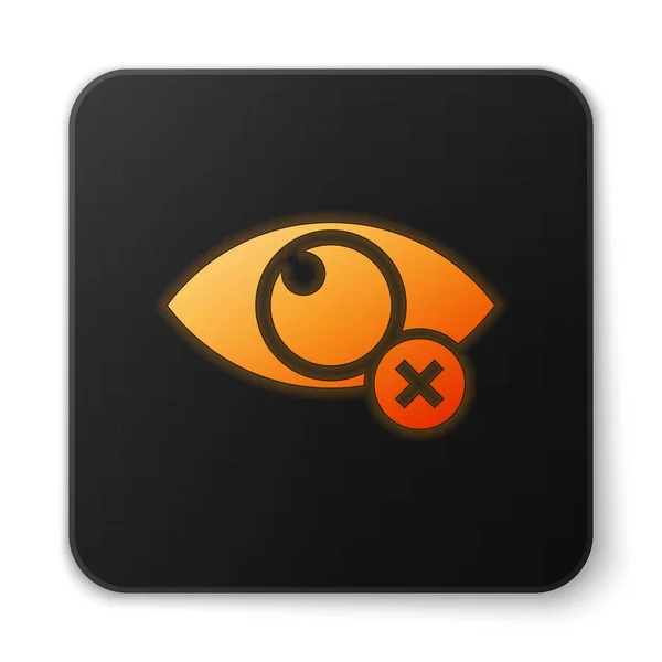 Oranžová zářící ikona neviditelné nebo skryté na bílém pozadí. Černé čtvercové tlačítko. Vektorová ilustrace — Stockový vektor