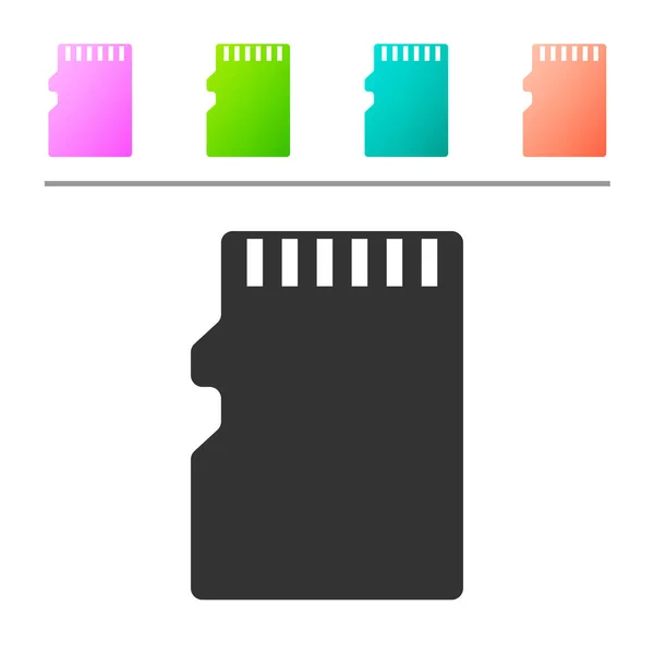 Gris Micro SD icono de la tarjeta de memoria aislado sobre fondo blanco. Establecer icono en los botones de color. Ilustración vectorial — Vector de stock