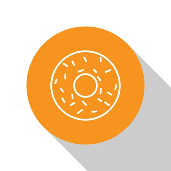 Weißer Donut mit süßer Glasur auf weißem Hintergrund. orange Kreis-Taste. Vektorillustration — Stockvektor