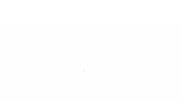 Черный Корзина с курсором линии значок на белом фоне. Концепция онлайн-покупки. Знак службы доставки. Символ супермаркета. Видеографическая анимация 4K — стоковое видео